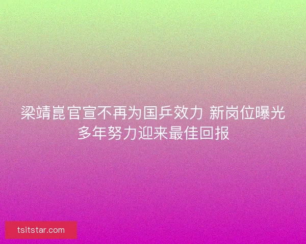 梁靖崑官宣不再为国乒效力 新岗位曝光多年努力迎来最佳回报